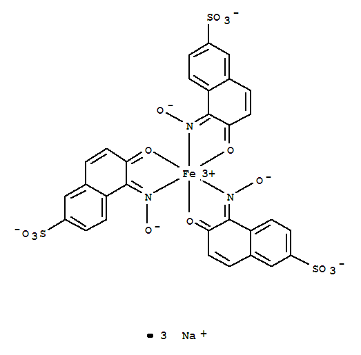 Ferrate(3-),tris[5,6-dihydro-5-(hydroxyimino-kN)-6-(oxo-kO)-2-naphthalenesulfonato(2-)]-,sodium (1:3)(19381-50-1)