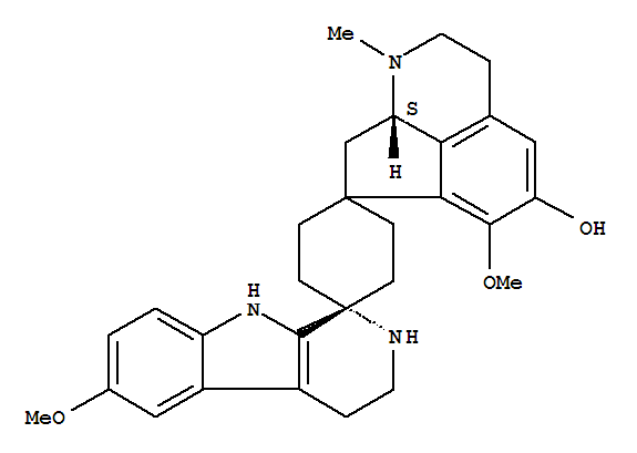 Molecular Structure of 194737-77-4 (Dispiro[cyclopent[ij]isoquinoline-7(1H),1'-cyclohexane-4',1''-[1H]pyrido[3,4-b]indol]-5-ol,2,2'',3,3'',4'',8,8a,9''-octahydro-6,6''-dimethoxy-1-methyl-, (8aS)-)