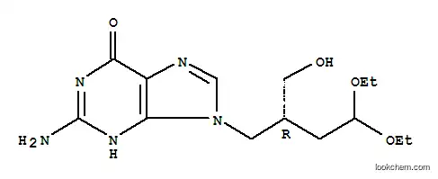 Molecular Structure of 195157-25-6 (6H-Purin-6-one, 2-amino-9-[(2R)-4,4-diethoxy-2-(hydroxymethyl)butyl]-1,9-dihydro-)