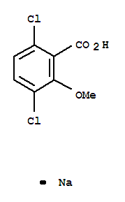 1982-69-0,Dicamba sodium salt,Benzoicacid, 3,6-dichloro-2-methoxy-, sodium salt (9CI); o-Anisic acid, 3,6-dichloro-,sodium salt (8CI); 2-Methoxy-3,6-dichlorobenzoic acid sodium salt; Banvel II;Dicamba sodium salt; Sodium 2-methoxy-3,6-dichlorobenzoate; Sodium3,6-dichloro-2-methoxybenzoate; Sodium dicamba