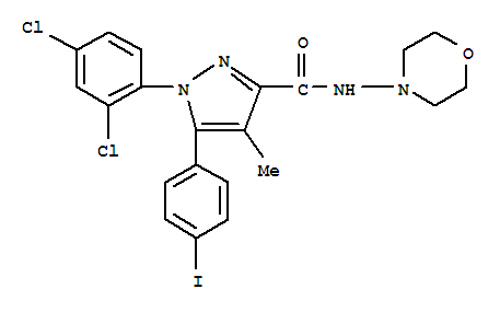 1H-Pyrazole-3-carboxamide,1-(2,4-dichlorophenyl)-5-(4-iodophenyl)-4-methyl-N-4-morpholinyl-(202463-68-1)