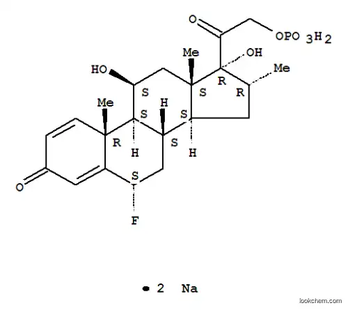 Molecular Structure of 2145-14-4 (Pregna-1,4-diene-3,20-dione, 6-fluoro-11,17-dihydroxy-16-methyl-21-(phosphonooxy)-, disodium salt, (6alpha,11beta,16alpha)-)