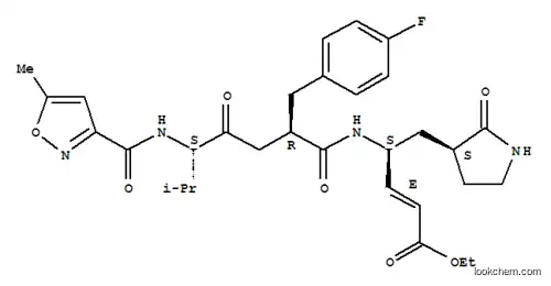 Molecular Structure of 223537-30-2 (ethyl (E,4S)-4-[[(2R,5S)-2-[(4-fluorophenyl)methyl]-6-methyl-5-[(5-met hyloxazole-3-carbonyl)amino]-4-oxo-heptanoyl]amino]-5-[(3S)-2-oxopyrro lidin-3-yl]pent-2-enoate)