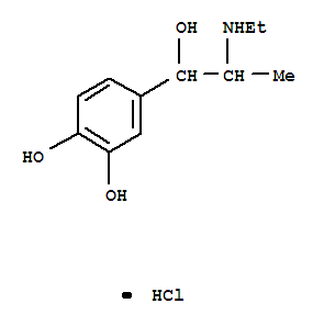 22930-85-4,4-[2-(ethylamino)-1-hydroxypropyl]pyrocatechol hydrochloride,1,2-Benzenediol,4-[2-(ethylamino)-1-hydroxypropyl]-, hydrochloride (9CI); Benzyl alcohol, a-[1-(ethylamino)ethyl]-3,4-dihydroxy-,hydrochloride (8CI)