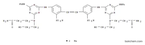 Disodium 4,4'-bis((4-anilino-6-((2-carbamoylethyl)(2-hydroxyethyl)amino)-S-triazin-2-yl)amino)-2,2'-stilbenedisulfonate