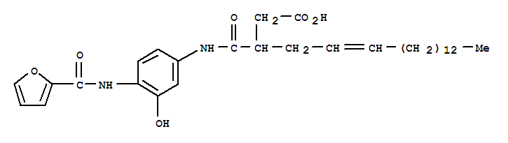 29337-98-2,3-[[[4-[(2-furoyl)amino]-3-hydroxyphenyl]amino]carbonyl]nonadec-5-enoic acid,Succinanilicacid, 4'-(2-furamido)-3-(2-hexadecenyl)-3'-hydroxy- (7CI,8CI)