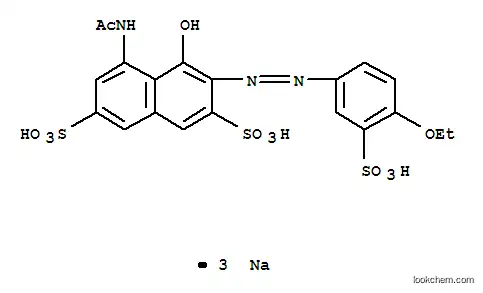Molecular Structure of 3321-13-9 (trisodium 5-(acetylamino)-3-[(4-ethoxy-3-sulphonatophenyl)azo]-4-hydroxynaphthalene-2,7-disulphonate)