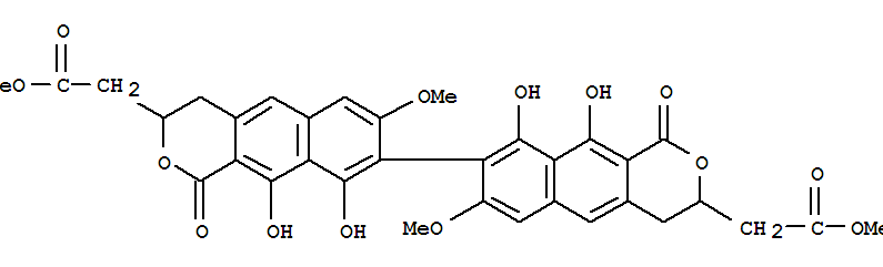 [8,8'-Bi-1H-naphtho[2,3-c]pyran]-3,3'-diaceticacid, 3,3',4,4'-tetrahydro-9,9',10,10'-tetrahydroxy-7,7'-dimethoxy-1,1'-dioxo-,3,3'-dimethyl ester