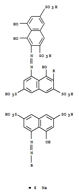 2,7-Naphthalenedisulfonicacid,5-[2-(1,8-dihydroxy-3,6-disulfo-2-naphthalenyl)diazenyl]-4-hydroxy-3-[2-(8-hydroxy-3,6-disulfo-1-naphthalenyl)diazenyl]-,sodium salt (1:6) cas  3810-39-7