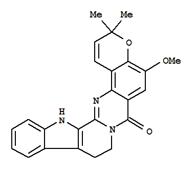 38750-10-6,7H-Indolo[2',3':3,4]pyrido[2,1-b]pyrano[2,3-h]quinazolin-7-one,3,9,10,15-tetrahydro-5-methoxy-3,3-dimethyl-,Paraensine;Paraensine (C24 alkaloid)