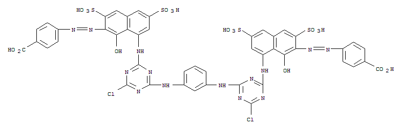 Benzoic acid,4,4'-[1,3-phenylenebis[imino(6-chloro-1,3,5-triazine-4,2-diyl)imino(8-hydroxy-3,6-disulfo-1,7-naphthalenediyl)azo]]bis-(9CI)