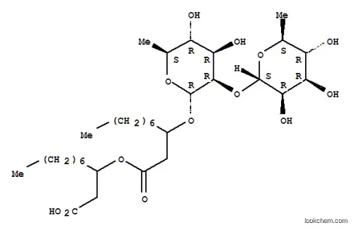 Molecular Structure of 4348-76-9 (2-O-rhamnopyranosyl-rhamnopyranosyl-3-hydroxyldecanoyl-3-hydroxydecanoate)