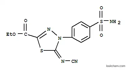 Molecular Structure of 444791-17-7 (ETHYL 4-[4-(AMINOSULFONYL)PHENYL]-5-CYANAMIDE-4,5-DIHYDRO-1,3,4-THIADIAZOLE-2-CARBOXYLATE)