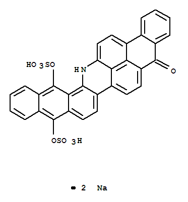 4471-37-8,Anthra[2,1,9-mna]naphth[2,3-h]acridin-5(16H)-one,10,15-bis(sulfooxy)-, sodium salt (1:2),Anthra[2,1,9-mna]naphth[2,3-h]acridin-5(16H)-one,10,15-bis(sulfooxy)-, disodium salt (9CI);Anthra[2,1,9-mna]naphth[2,3-h]acridin-5(16H)-one, 10,15-dihydroxy-,bis(hydrogen sulfate) (ester), disodium salt (8CI);Anthra[2,1,9-mna]naphth[2,3-h]acridin-5(16H)-one, 10,15-dihydroxy-,bis(hydrogen sulfate), disodium salt (7CI); Algosol Olive Green IB-CF;Anthrasol Olive Green IB; C.I. Solubilised Vat Green 3, disodium salt; SoledonGreen G