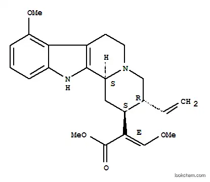 Molecular Structure of 4697-66-9 (Indolo2,3-aquinolizine-2-acetic acid, 3-ethenyl-1,2,3,4,6,7,12,12b-octahydro-8-methoxy-.alpha.-(methoxymethylene)-, methyl ester, (.alpha.E,2S,3R,12bS)-)
