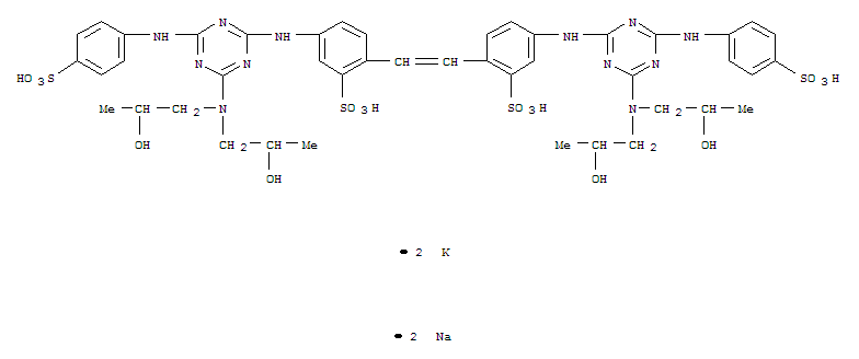 Benzenesulfonic acid,2,2'-(1,2-ethenediyl)bis[5-[[4-[bis(2-hydroxypropyl)amino]-6-[(4-sulfophenyl)amino]-1,3,5-triazin-2-yl]amino]-,potassium sodium salt (1:2:2)