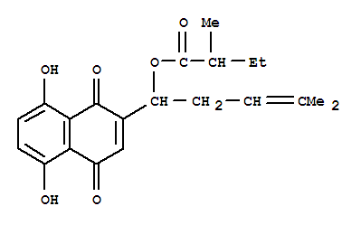 52387-15-2,(2-METHYL-N-BUTYRYL)SHIKONIN,Butanoicacid, 2-methyl-, 1-(1,4-dihydro-5,8-dihydroxy-1,4-dioxo-2-naphthalenyl)-4-methyl-3-pentenylester (9CI); a-Methylbutyrylshikonin