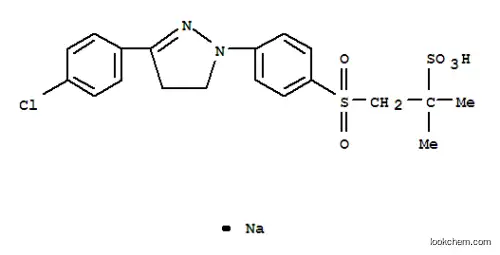 Molecular Structure of 58370-37-9 (sodium 1-[[4-[3-(4-chlorophenyl)-4,5-dihydro-1H-pyrazol-1-yl]phenyl]sulphonyl]-2-methylpropane-2-sulphonate)