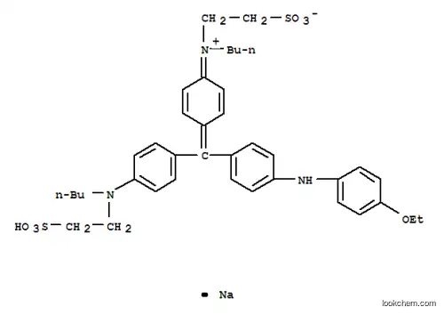 Molecular Structure of 5863-47-8 (hydrogen N-[4-[[4-[butyl(2-sulphonatoethyl)amino]phenyl][4-[(4-ethoxyphenyl)amino]phenyl]methylene]cyclohexa-2,5-dien-1-ylidene]-N-(2-sulphonatoethyl)butylammonium, monosodium salt)