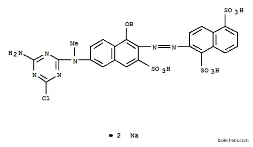 Molecular Structure of 59970-93-3 (disodium hydrogen 2-[[6-[(4-amino-6-chloro-1,3,5-triazin-2-yl)methylamino]-1-hydroxy-3-sulphonato-2-naphthyl]azo]naphthalene-1,5-disulphonate)