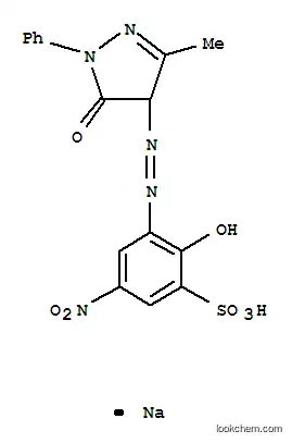 Molecular Structure of 6054-86-0 (sodium 3-[(4,5-dihydro-3-methyl-5-oxo-1-phenyl-1H-pyrazol-4-yl)azo]-2-hydroxy-5-nitrobenzenesulphonate)