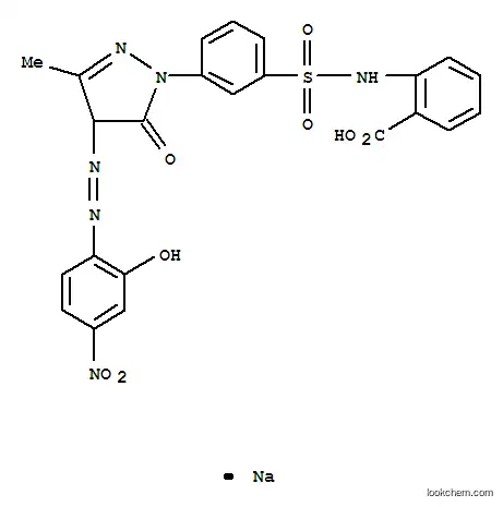 Molecular Structure of 6054-90-6 (sodium 2-[[[3-[4,5-dihydro-4-[(2-hydroxy-4-nitrophenyl)azo]-3-methyl-5-oxo-1H-pyrazol-1-yl]phenyl]sulphonyl]amino]benzoate)