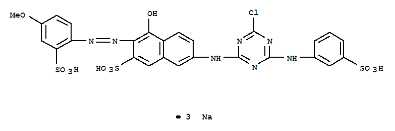 2-Naphthalenesulfonicacid,7-[[4-chloro-6-[(3-sulfophenyl)amino]-1,3,5-triazin-2-yl]amino]-4-hydroxy-3-[2-(4-methoxy-2-sulfophenyl)diazenyl]-,sodium salt (1:3)(64181-81-3)