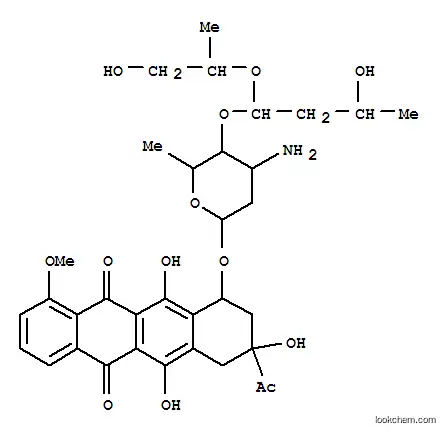 Molecular Structure of 64253-71-0 (8-acetyl-10-[4-amino-5-[3-hydroxy-1-(1-hydroxypropan-2-yloxy)butoxy]-6 -methyl-oxan-2-yl]oxy-6,8,11-trihydroxy-1-methoxy-9,10-dihydro-7H-tetr acene-5,12-dione)