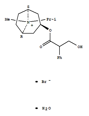 3-(3-Hydroxy-1-oxo-2-phenylpropoxy)-8-methyl-8-(1-methylethyl)-8-azoniabicyclo(3.2.1)octane bromide monohydrate