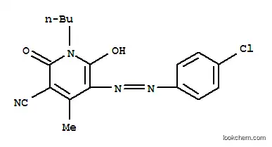 Molecular Structure of 69808-32-8 (1-butyl-5-[(4-chlorophenyl)azo]-1,2-dihydro-6-hydroxy-4-methyl-2-oxonicotinonitrile)