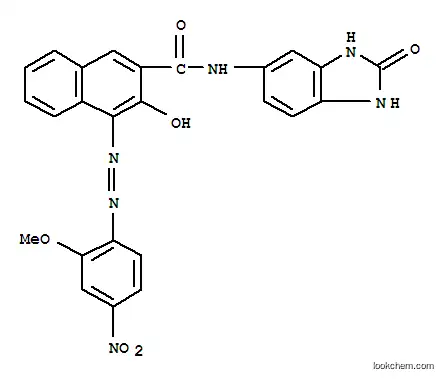 Molecular Structure of 6985-95-1 (N-(2,3-Dihydro-2-oxo-1H-benzimidazol-5-yl)-3-hydroxy-4-[(2-methoxy-4-nitrophenyl)azo]-2-naphthalenecarboxamide)