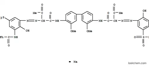 Molecular Structure of 70210-32-1 (sodium 3-benzamido-4-hydroxy-5-[[1-[[4'-[[2-[[2-hydroxy-5-(methylsulphonyl)phenyl]azo]-1,3-dioxobutyl]amino]-3,3'-dimethoxy[1,1'-biphenyl]-4-yl]carbamoyl]-2-oxopropyl]azo]benzenesulphonate)