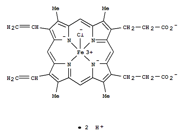 Ferrate(2-),chloro[8,12-diethenyl-3,7,13,17-tetramethyl-21H,23H-porphine-2,18-dipropanoato(4-)-kN21,kN22,kN23,kN24]-, dihydrogen, (SP-5-13)-(9CI)