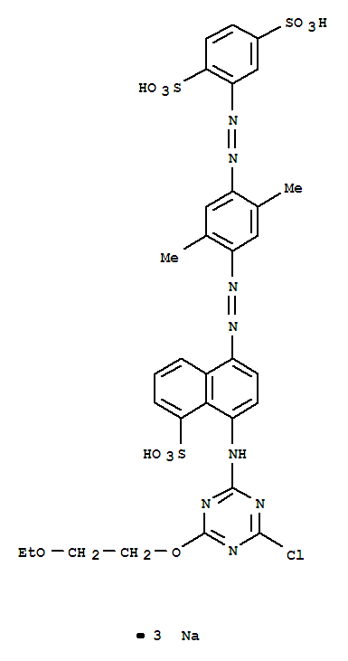 1,4-Benzenedisulfonicacid,2-[2-[4-[2-[4-[[4-chloro-6-(2-ethoxyethoxy)-1,3,5-triazin-2-yl]amino]-5-sulfo-1-naphthalenyl]diazenyl]-2,5-dimethylphenyl]diazenyl]-,sodium salt (1:3)