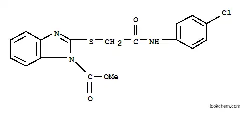 Molecular Structure of 723247-50-5 (METHYL 2-[(4-CHLOROPHENYLCARBAMOYL)METHYLTHIO]-1H-BENZO[D]IMIDAZOLE-1-CARBOXYLATE)