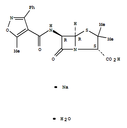 4-Thia-1-azabicyclo[3.2.0]heptane-2-carboxylicacid, 3,3-dimethyl-6-[[(5-methyl-3-phenyl-4-isoxazolyl)carbonyl]amino]-7-oxo-,sodium salt, hydrate (1:1:1), (2S,5R,6R)-(7240-38-2)