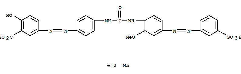 Benzoic acid,2-hydroxy-5-[2-[4-[[[[2-methoxy-4-[2-(3-sulfophenyl)diazenyl]phenyl]amino]carbonyl]amino]phenyl]diazenyl]-,sodium salt (1:2)
