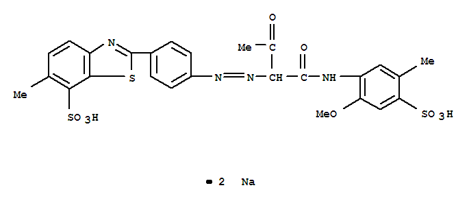 7-Benzothiazolesulfonicacid,2-[4-[2-[1-[[(2-methoxy-5-methyl-4-sulfophenyl)amino]carbonyl]-2-oxopropyl]diazenyl]phenyl]-6-methyl-,sodium salt (1:2)