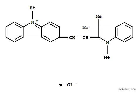 Molecular Structure of 72828-91-2 (3-[(1,3-dihydro-1,3,3-trimethyl-2H-indol-2-ylidene)ethylidene]-9-ethyl-3H-carbazolium chloride)
