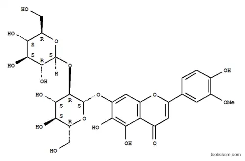 Molecular Structure of 73338-83-7 (4H-1-Benzopyran-4-one,7-[(2-O-b-D-glucopyranosyl-b-D-glucopyranosyl)oxy]-5,6-dihydroxy-2-(4-hydroxy-3-methoxyphenyl)-)