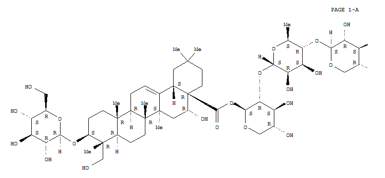 Olean-12-en-28-oicacid, 3-(b-D-glucopyranosyloxy)-16,23-dihydroxy-,O-6-deoxy-a-L-mannopyranosyl-(1®3)-O-b-D-xylopyranosyl-(1®4)-O-6-deoxy-a-L-mannopyranosyl-(1®2)-b-D-xylopyranosyl ester, 
