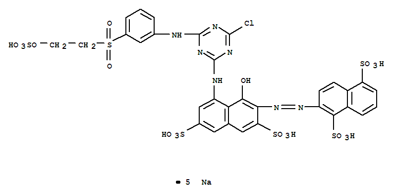 1,5-NAPHTHALENEDISULFONIC ACID 2-[[8-[[4-CHLORO-6-[[3-[[2-(SULFOOXY)ETHYL]SULFONYL]PHENYL]AMINO]-1,3,5-TRIAZIN-2-YL]AMINO]-1-HYDROXY-3,6-DISULFO-2-NAPHTHALENYL]AZO]-,PENTASODIUM SALT