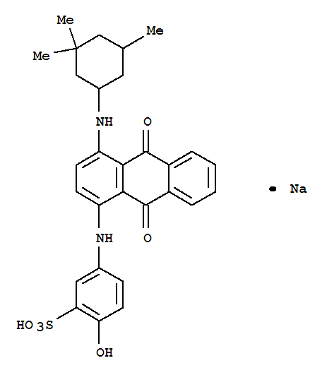 Benzenesulfonic acid,5-[[9,10-dihydro-9,10-dioxo-4-[(3,3,5-trimethylcyclohexyl)amino]-1-anthracenyl]amino]-2-hydroxy-,sodium salt (1:1)