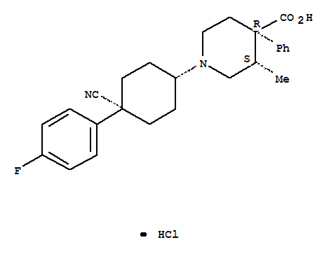 4-Piperidinecarboxylicacid, 1-[cis-4-cyano-4-(4-fluorophenyl)cyclohexyl]-3-methyl-4-phenyl-,hydrochloride (1:1), (3S,4R)-(79547-78-7)