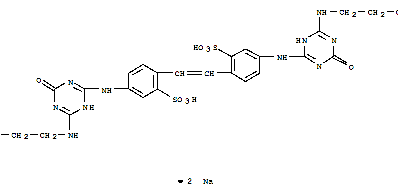 Benzenesulfonic acid,2,2'-(1,2-ethenediyl)bis[5-[[1,4-dihydro-6-[(2-hydroxyethyl)amino]-4-oxo-1,3,5-triazin-2-yl]amino]-,disodium salt (9CI)