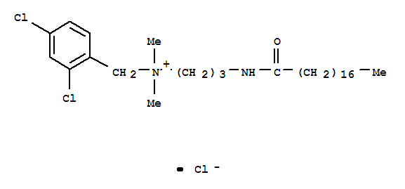 84697-07-4,(2,4-dichlorobenzyl)dimethyl[3-[(1-oxooctadecyl)amino]propyl]ammonium chloride,Benzenemethanaminium,2,4-dichloro-N,N-dimethyl-N-[3-[(1-oxooctadecyl)amino]propyl]-, chloride (9CI)