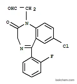 Molecular Structure of 85057-32-5 (1H-1,4-Benzodiazepine-1-acetaldehyde, 7-chloro-5-(2-fluorophenyl)-2,3- dihydro-2-oxo-)
