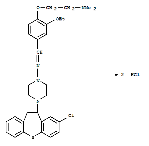 86759-10-6,1-Piperazinamine, 4-(8-chloro-10,11-dihydrodibenzo(b,f)thiepin-10-yl)- N-((4-(2-(dimethylamino)ethoxy)-3-ethoxyphenyl)methylene)-, dihydrochl oride, hydrate,1-Piperazinamine,4-(8-chloro-10,11-dihydrodibenzo[b,f]thiepin-10-yl)-N-[[4-[2-(dimethylamino)ethoxy]-3-ethoxyphenyl]methylene]-,dihydrochloride (9CI); Dibenzo[b,f]thiepin, 1-piperazinamine deriv.