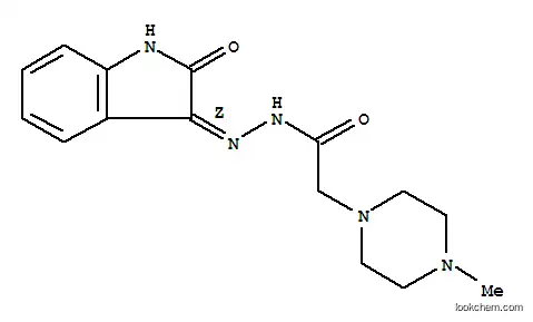 Molecular Structure of 86873-22-5 (1-Piperazineacetic acid, 4-methyl-, (1,2-dihydro-2-oxo-3H-indol-3-ylid ene)hydrazide, (Z)-)