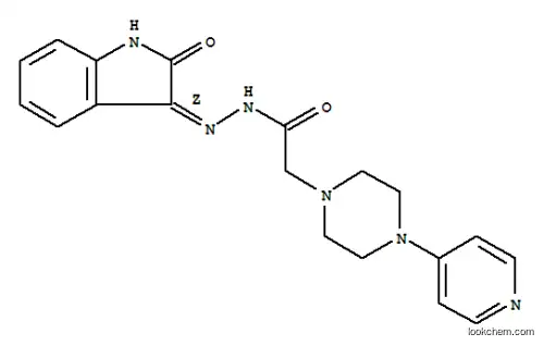 Molecular Structure of 86889-04-5 (1-Piperazineacetic acid, 4-(4-pyridinyl)-, (1,2-dihydro-2-oxo-3H-indol -3-ylidene)hydrazide)